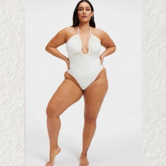 GOOD AMERICAN Leilani Halter Plunging Neck One Piece Swimsuit - Picture 2 of 9